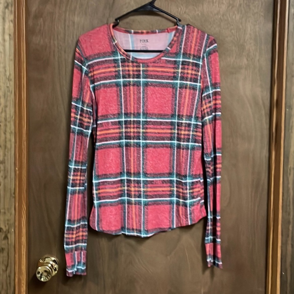 Victorias Secret Pink Plaid Long Sleeve Shirt Medium